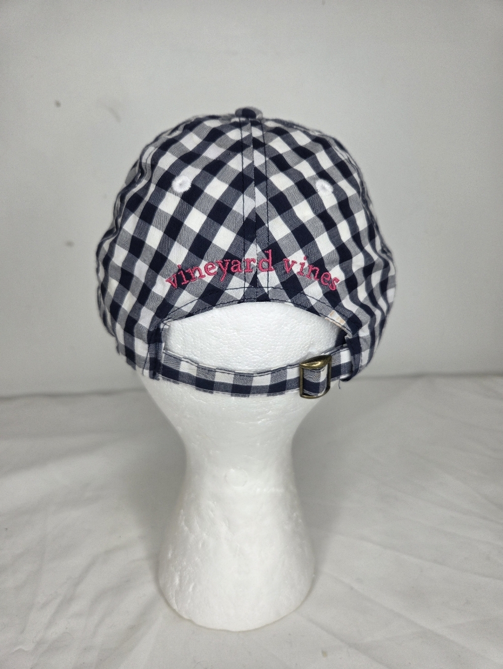 Vineyard Vines Plaid Navy/white Gingham Whale Baseball Cap - Picture 3 of 7
